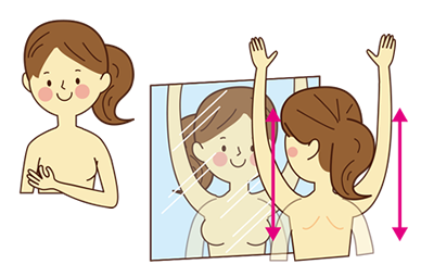 乳房のチェックをする女性のイラスト