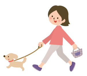 犬の散歩をしている女性のイメージイラスト