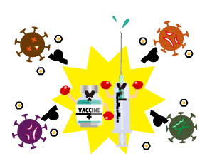 ウイルスをやっつけるワクチンのイメージイラスト